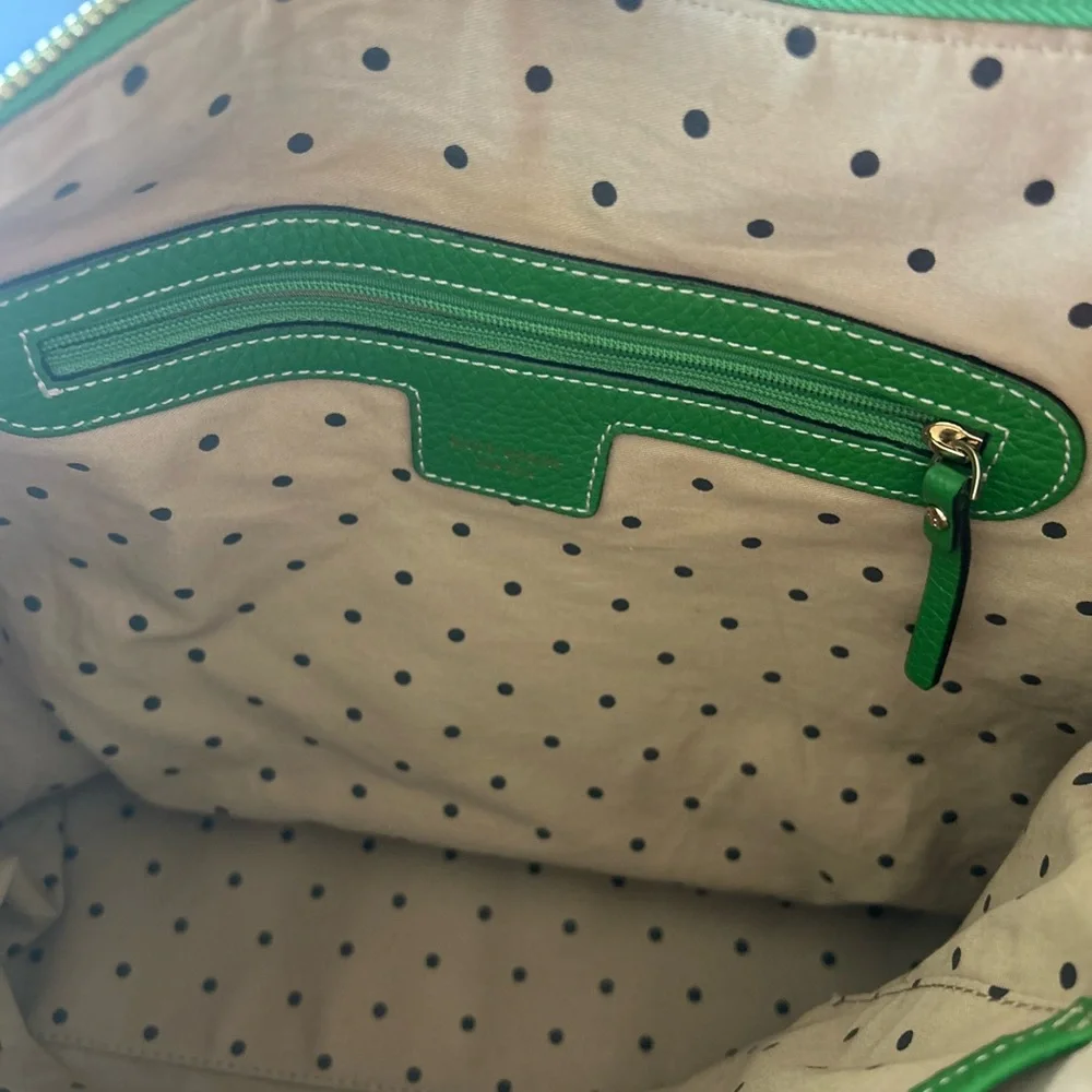 Kate Spade Bright Green Pebbled Leather Shoulder Bag with Tassel - Picture 10 of 12